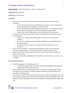 Training Activity Instructions - The Early Childhood Technical