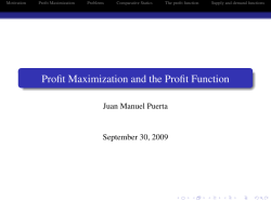 Profit Maximization and the Profit Function