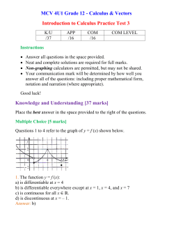 Introduction to Calculus Practice Test 3