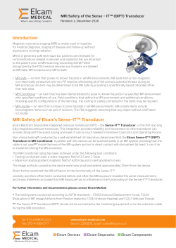MRI Safety of Elcam`s Sense-ITTM Transducer