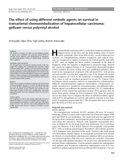 The effect of using different embolic agents on survival in