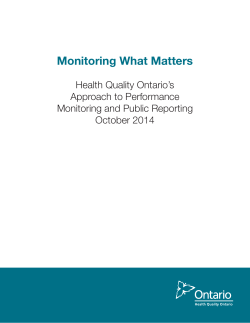 Monitoring What Matters - Health Quality Ontario
