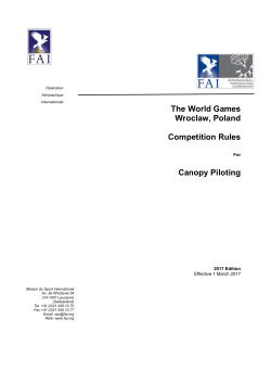 The World Games Wroclaw, Poland Competition Rules Canopy