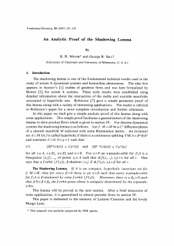 An Analytic Proof of the Shadowing Lemma