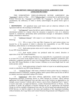 Netflix - SVOD License Agreement for Animated Pictures