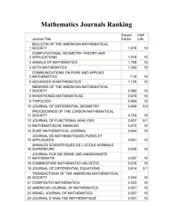Mathematics Journals Ranking