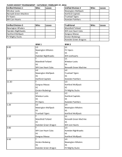 SATURDAY, FEBRUARY 27, 2016 Unified Division 1 Wins Losses