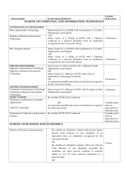 SCHOOL OF COMPUTING AND INFORMATION TECHNOLOGY
