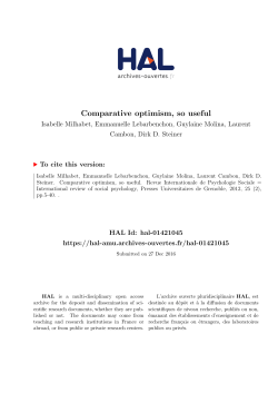 Comparative optimism, so useful - HAL Universit&eacute; Savoie Mont Blanc
