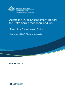Ceftobiprole medocaril sodium - Therapeutic Goods Administration