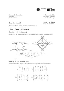 Exercise sheet 1 till May 5, 2017 Theory (total – 13 points) 0 1 2 3 0