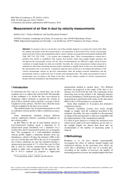 Measurement of air flow in duct by velocity measurements