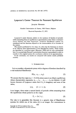 Lyapunov`s Center Theorem for Resonant Equilibrium