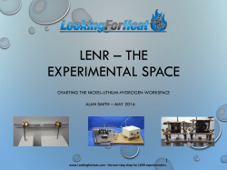 lenr *the experimental space