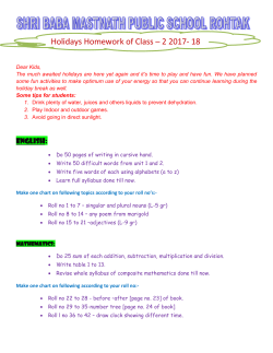 Holidays Home Work class 2 - shribaba mastnath public school