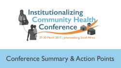 ICHC Advocacy - Institutionalizing Community Health Conference