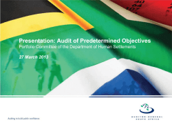 AGSA Audit of Predetermined Objectives