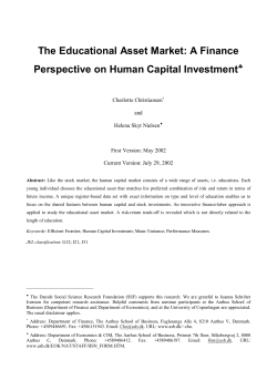 A Finance Perspective on Human Capital Investment