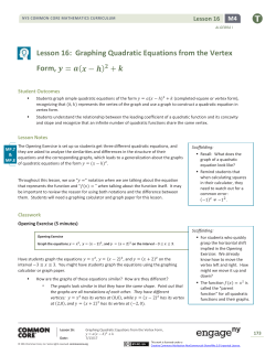 Algebra I Module 4, Topic B, Lesson 16: Teacher