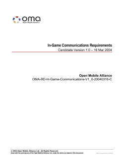 In-Game Communications Requirements
