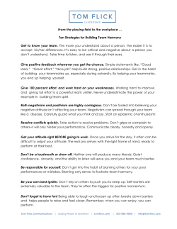 From the playing field to the workplace &hellip; Ten Strategies