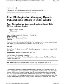 Four Strategies for Managing Opioid- Induced Side