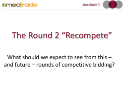 The Round 2 “Recompete” - VGM National Competitive Bidding