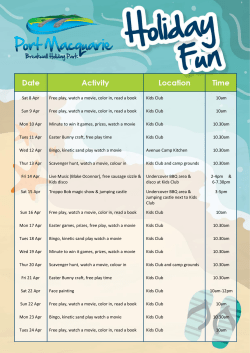 Sat 8 Apr Free play, watch a movie, color in, read a book Kids Club