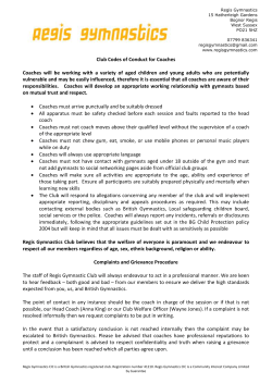 Codes of Conduct for Coaches