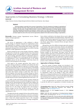 Approaches to Formulating Business Strategy: A Review