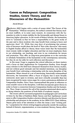 Composition Studies, Genre Theory, and the Discourses of the