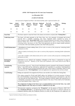 Transaction Overview Template - Auto Loan ABS