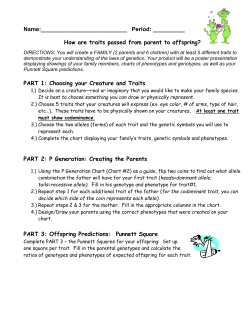 How are traits passed from parent to offspring? Student Worksheets