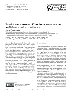 Assessing a 24/7 solution for monitoring water quality loads in small