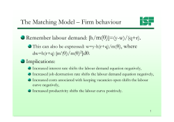 The Matching Model &ndash; Firm behaviour