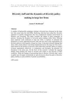 Diversity staff and the dynamics of diversity policy- making in