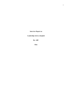 Interview On A Leadership Role In A Hospital