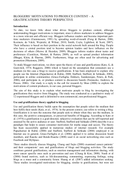 Bloggers` motivations to produce content &ndash; a gratifications theory