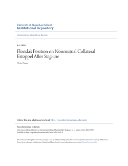 Florida`s Position on Nonmutual Collateral Estoppel After <em