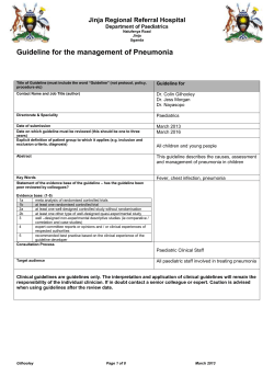 Guideline for the management of Pneumonia