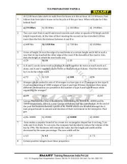 TCS PREPARATORY PAPER A 1 At 12:00 hours Jake starts to walk