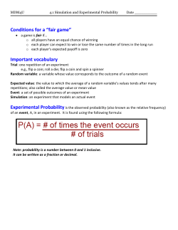 Sect. 4.1 Simulations and Experimental Probability