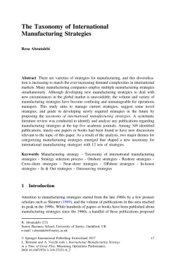 The Taxonomy of International Manufacturing Strategies