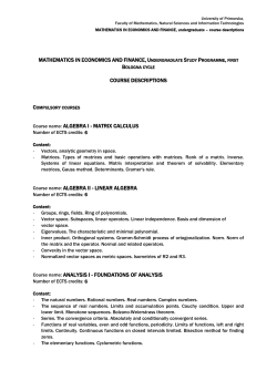 MATHEMATICS IN ECONOMICS AND FINANCE, U