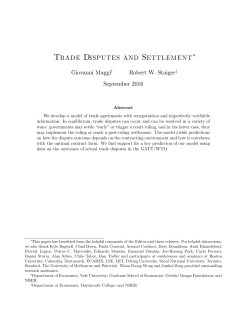 Trade Disputes and Settlement