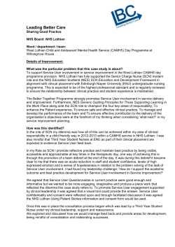 NHS Lothian - LBC - Service User Involvement (CAMHS)