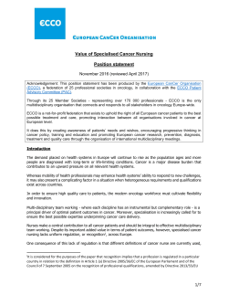 1/7 Value of Specialised Cancer Nursing Position statement