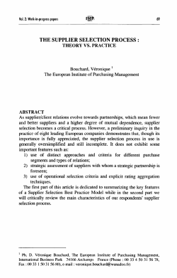 the supplier selection process : theory vs. practice