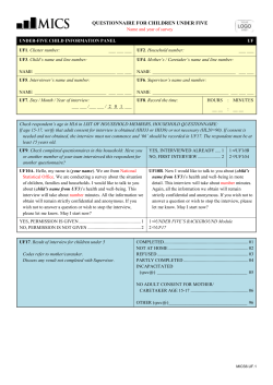 MICS Questionnaire for Children Under Five