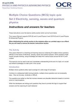 OCR A Level Physics A Lesson Element Set 2 Electricity, sensing